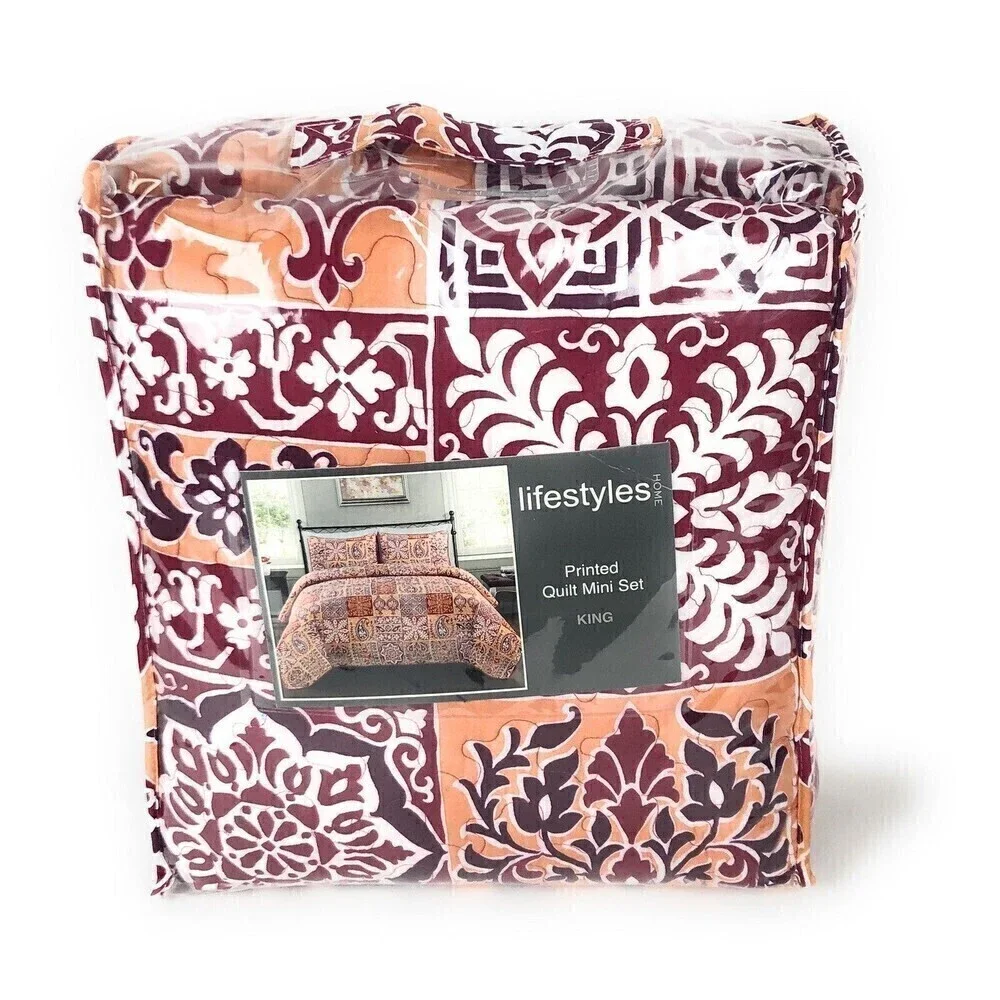New Lifestyles Home King Quilt Set Bedspread Floral Paisley patchwork print boho